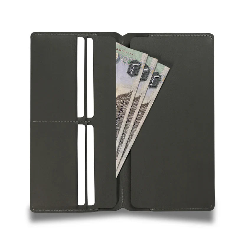 Premium MagFolio Long Wallet Gray Leather