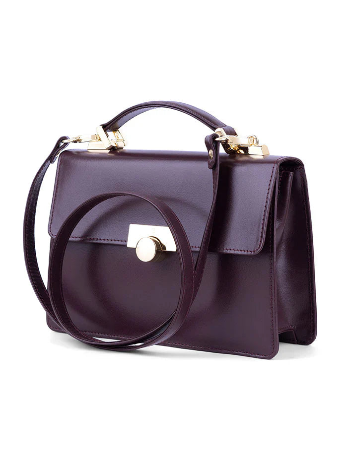 Wisteria Handbag – Maroon Leather Mini Bag with Timeless Elegance