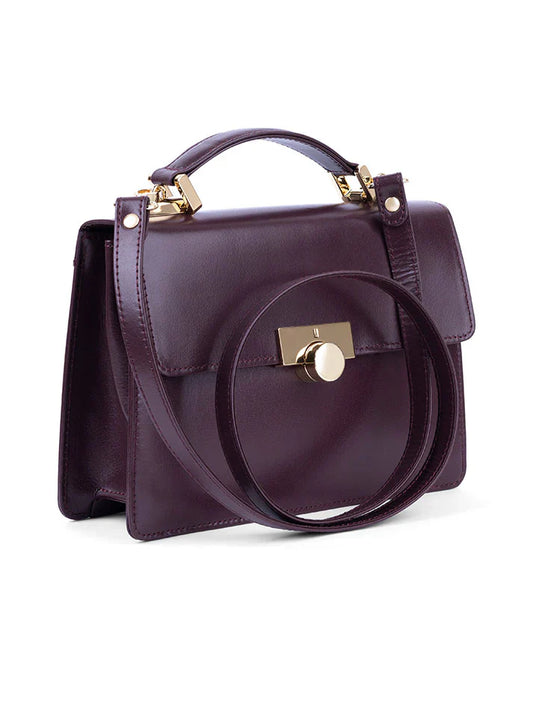 Wisteria Handbag – Maroon Leather Mini Bag with Timeless Elegance